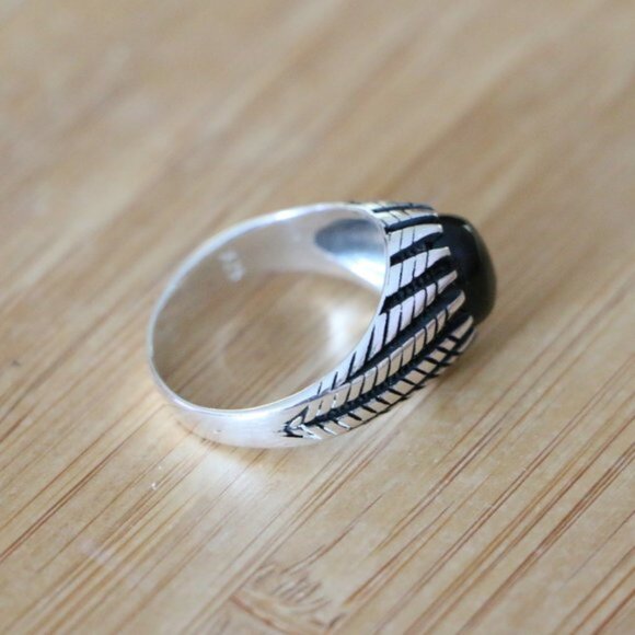 Sterling Silver Men's Rings With Black Onyx - Picture 7 of 9